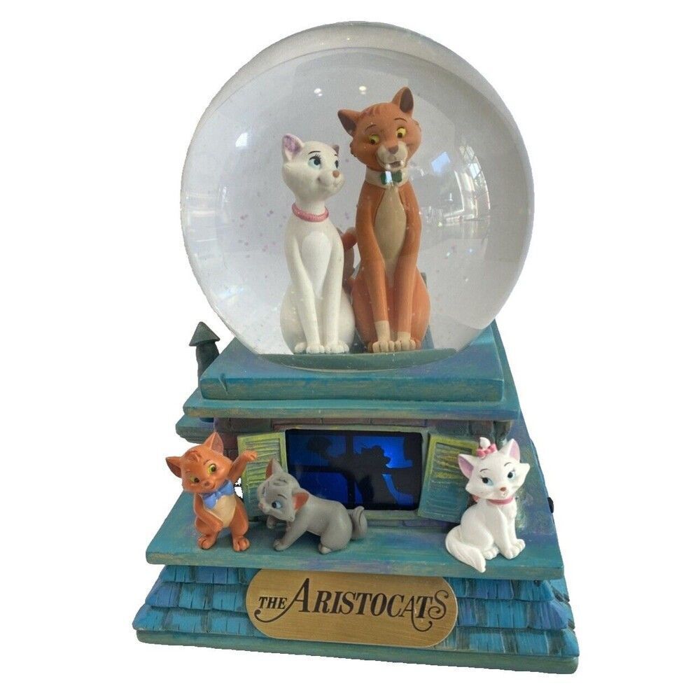 Disney Aristocats 40th Anniversary Music Box Snow globe Lights Up tested Holiday